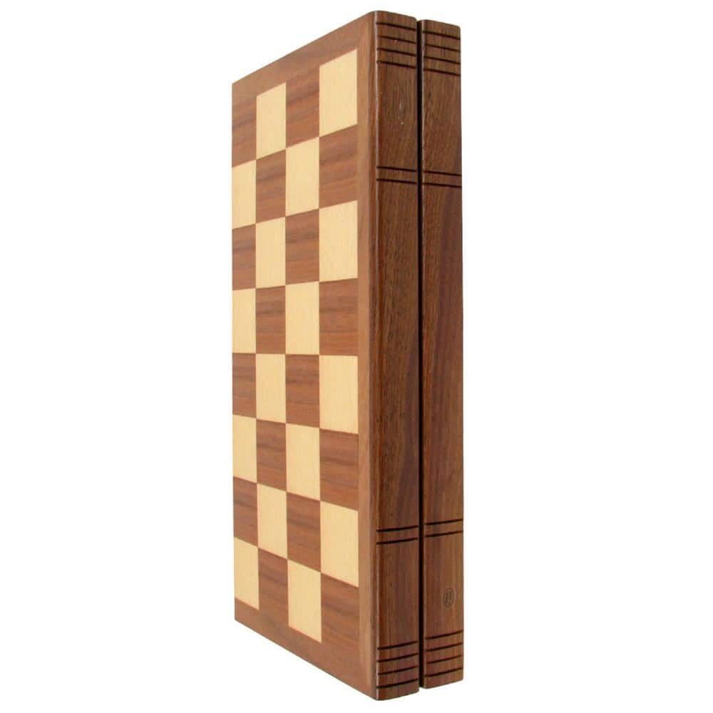 Walnut and Maple Folding Chess Set with Staunton Pieces