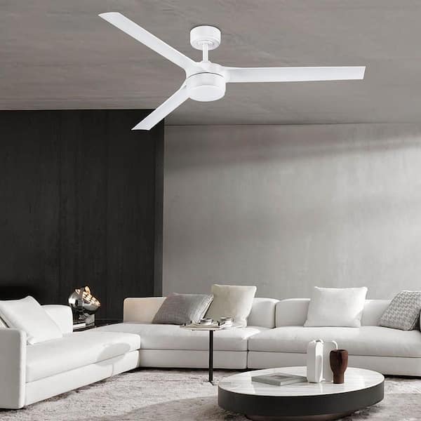 60 in.Smart Indoor/Outdoor White Standard Downrod Mount Ceiling Fans with LED Lights and Remote,Controlled by Alexa App
