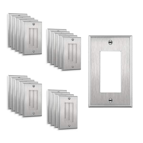 1-Gang Stainless Steel Decorator Rocker Metal Wall Plate, Standard Size (20-Pack)