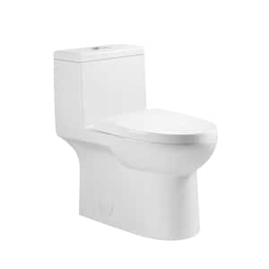Standy 12 in. Rough-In 1-piece 1.28 GPF Single Flush Elongated Toilet in. White, Seat Not Included