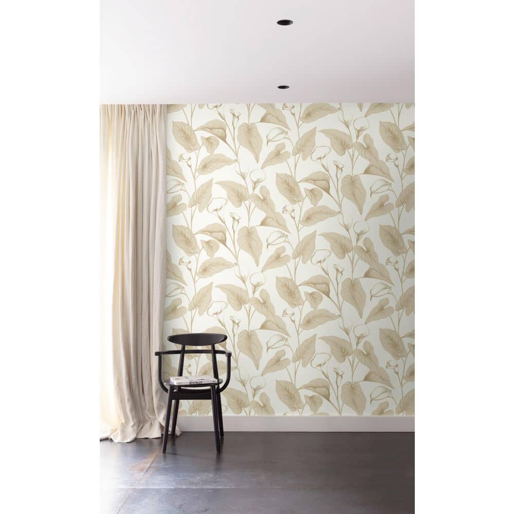 Frosted Almond Beige Allover Calla Lilies Print Non Woven Non-Pasted Textured Wallpaper 57 Sq. Ft. price history on PriceWatchPro