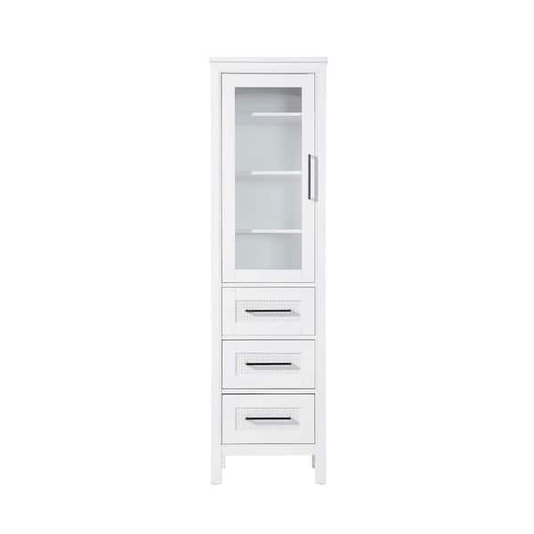 20 in. W x 18 in. D x 72 in. H White Freestanding Linen Cabinet