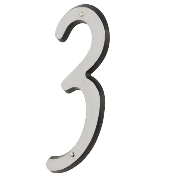 Everbilt 4 in. Plastic Reflective Nail-On House Number 3