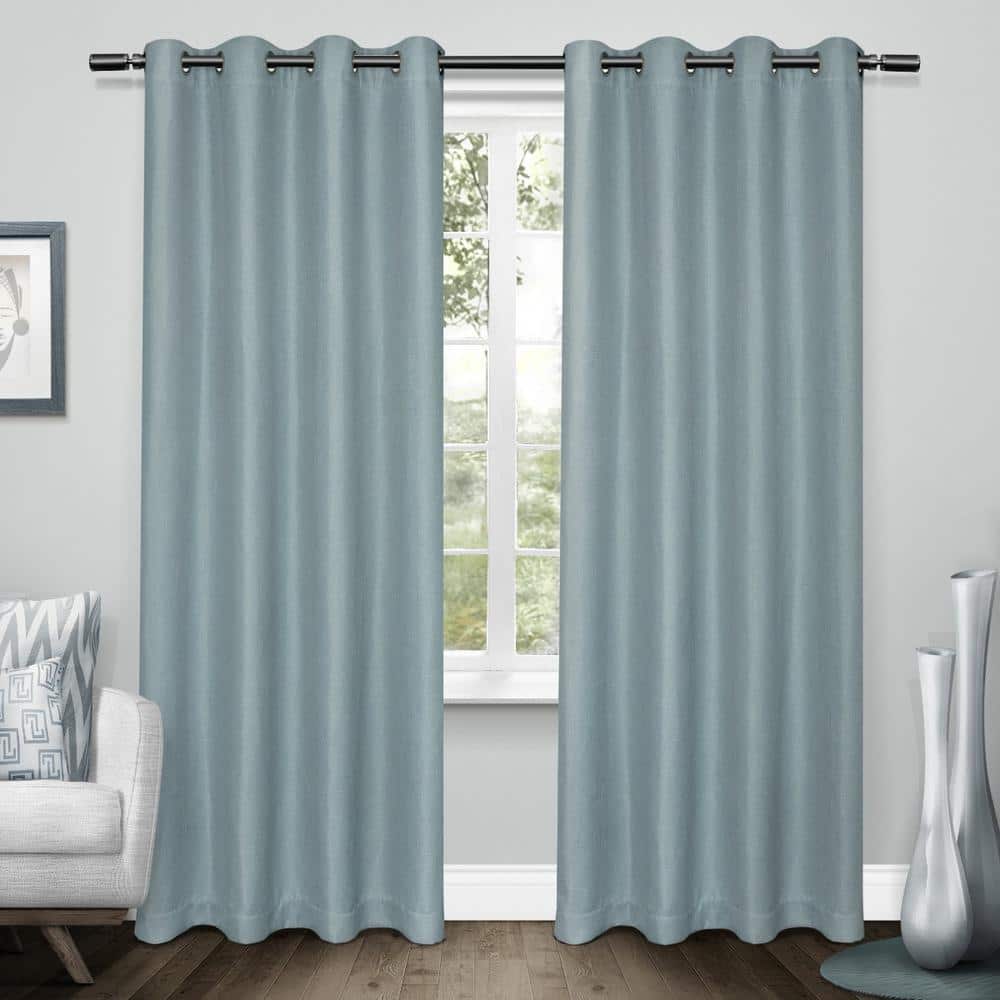 Tweed 52 in. W x 96 in. L Woven Blackout Grommet Top Curtain Panel in ...