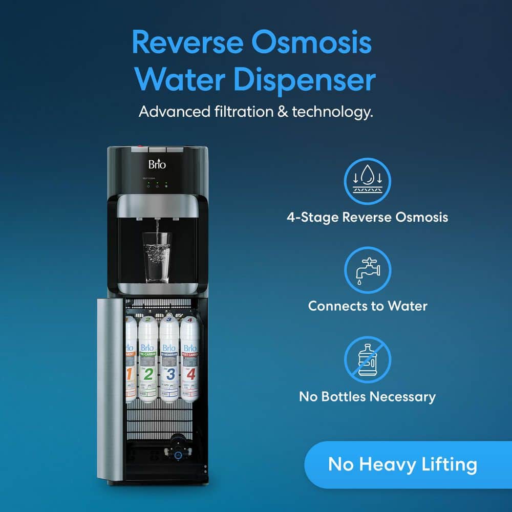 Brio Black and Silver Bottleless Electric Water Dispenser with Filter