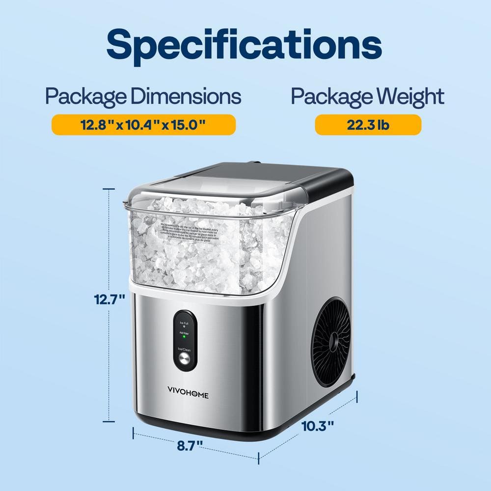 33 lb Stainless Steel White Nugget Countertop Ice Maker