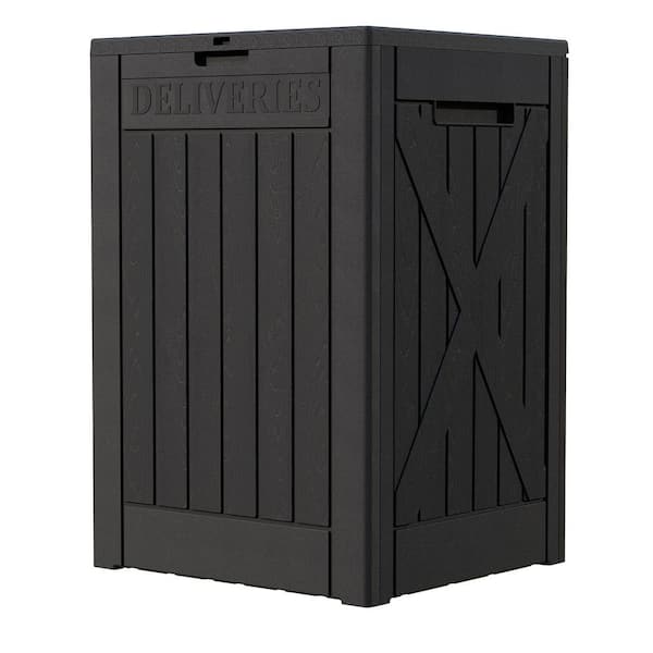 48 gal. Resin Package Delivery Box for Outdoor, Storage Deck Box, Black