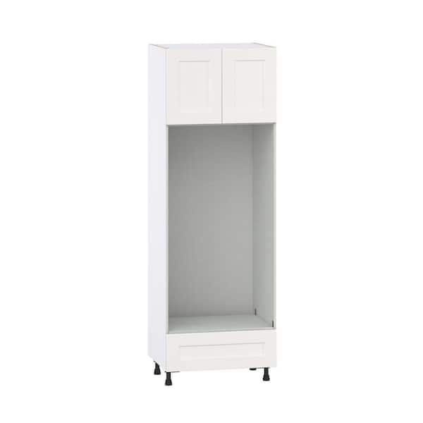 J COLLECTION Wallace Painted Warm White Shaker Assembled Pantry Micro/Oven Cabinet with Drawer (30 in. W x 89.5 in. H x 24 in. D)