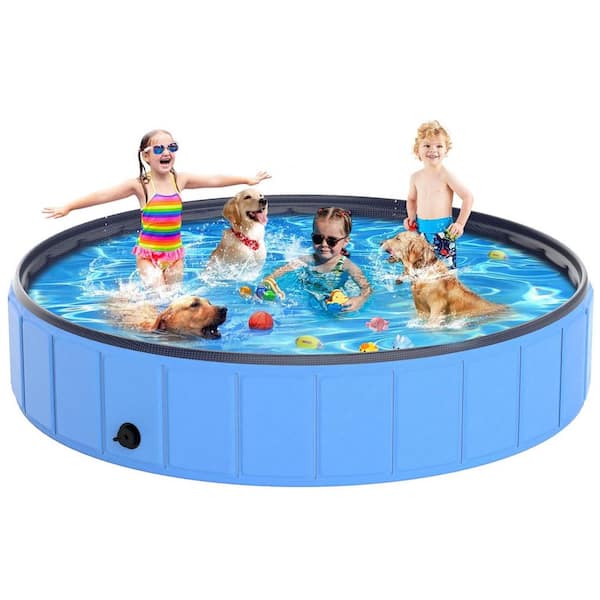 FAWEY TRED INC 97 in. x 16 in. Large Foldable Dog Pool Kiddie Pool Thickened, Portable Outdoor Swimming Pool for Pets and Dogs