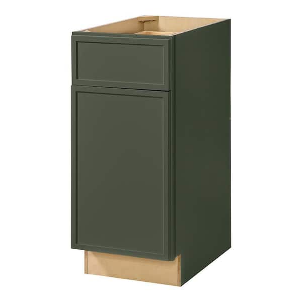Leyton 15 in. W x 24 in. D x 34.5 in. H Ready to Assemble Plywood Slim Shaker Base Kitchen Cabinet in Fern Green