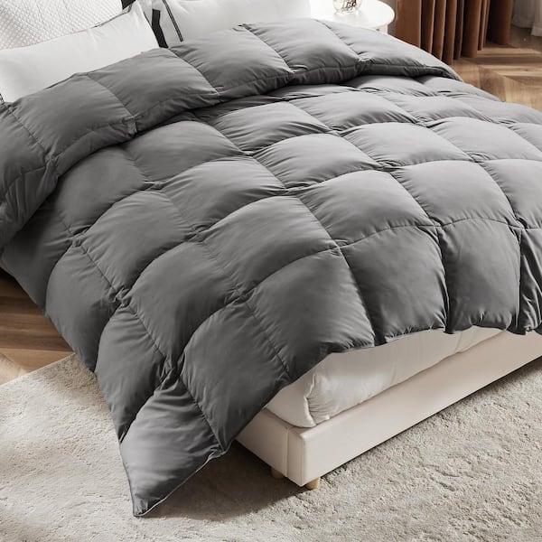 FIRNEWST Sofia Heavy Warmth Luxury Duck Down Insert Grey Queensize Comforter Suitable for Winter