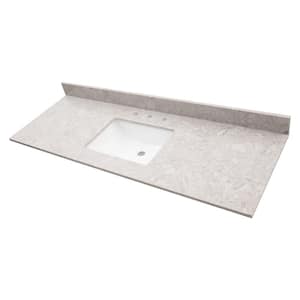 Drifting Fog 15.13 in. W x 20.38 in. D Engineered Marble Vanity Top in . White with White Rectangular Single Sink