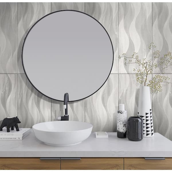Ripple 11.7 in. x 39.2 in. Gray Ceramic Matte Floor and Wall Tile (15.93 sq. ft./case) 5-Pack