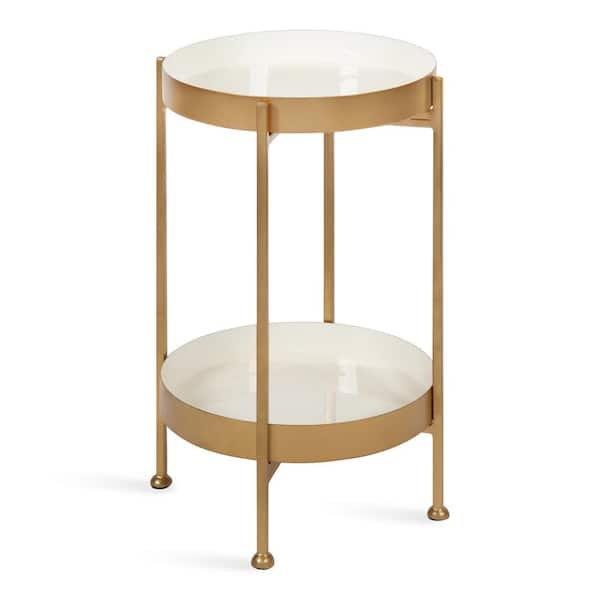 Nira 15.00 in. D White 24.00 in. H Round Metal End Table