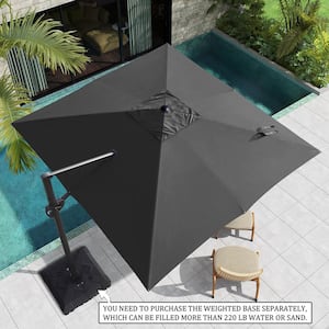 11 ft. x 11 ft. Heavy-Duty Frame Cantilever Single Square Outdoor Offset Umbrella in Dark Gray