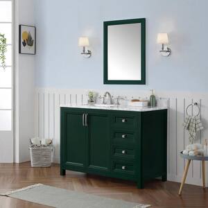 Sandon 48 in. W x 22 in. D Bath Vanity in Emerald Green with Marble Vanity Top in Carrara White with White Basin