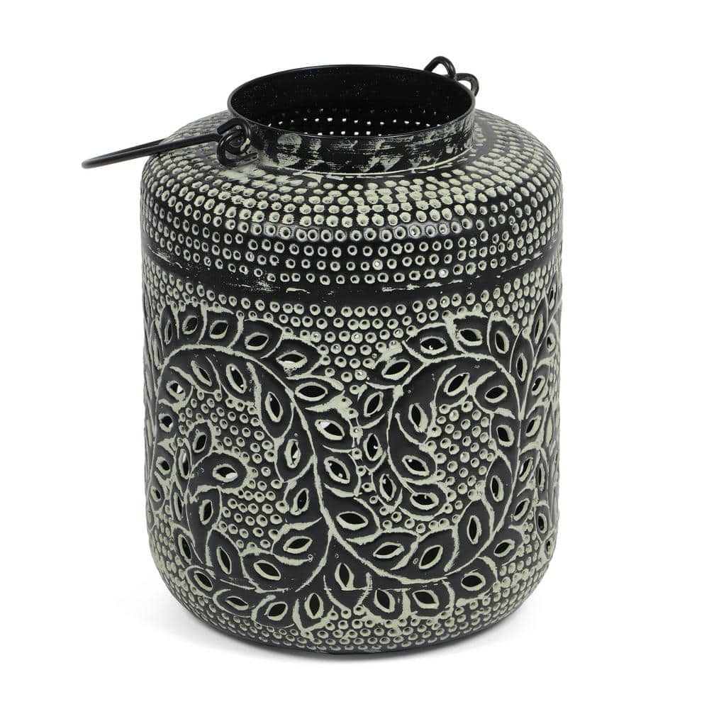 Beautiful Blackish Green Iron Candle Lantern for Home Decor