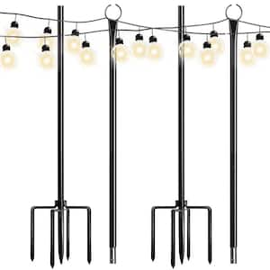 String Light Pole for Outdoor String Lights, 9.8FT Christmas Light Pole  with Hooks for Hanging