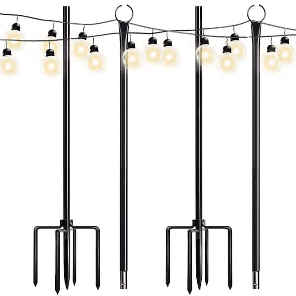 WaLensee 9.4FT String Light Poles with Hook Outdoor Metal Lighting