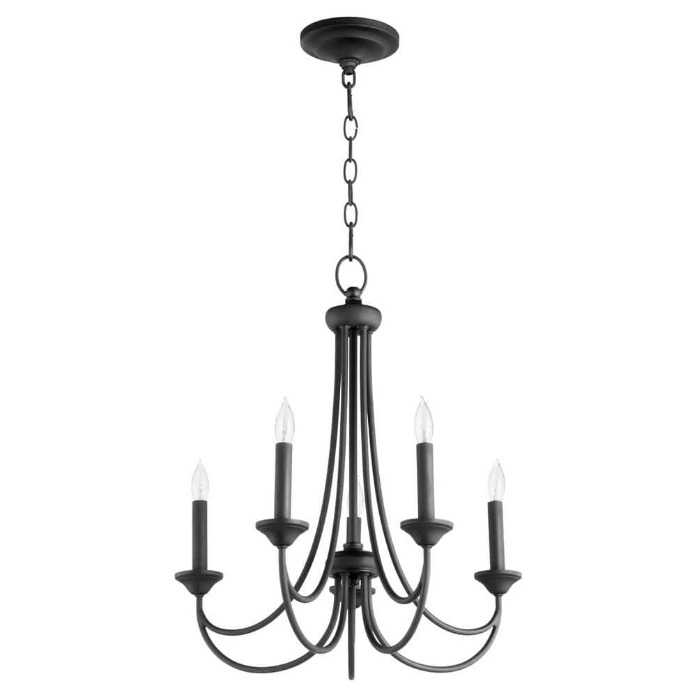 Elegant Noir Traditional 5-Light Candle Chandelier