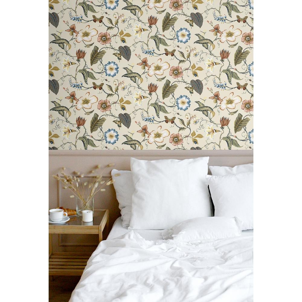 Alabaster Floral Peel and Stick Vinyl Wallpaper Roll