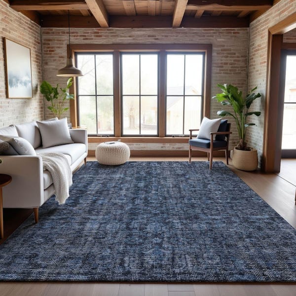 Mayfield Premium Machine Washable Abstract AMF1145 Blue 9 ft. x 12 ft. Area Rug