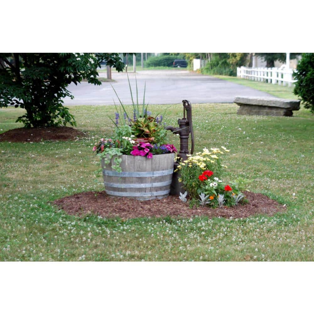 Extra Large Recycled Oak Wood Barrel Planter