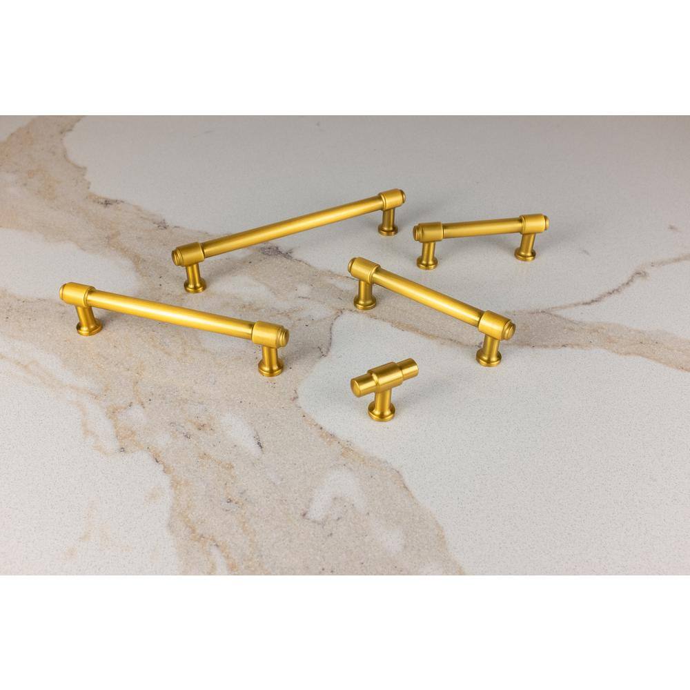 Brushed Golden Brass Modern Industrial Bar Pulls