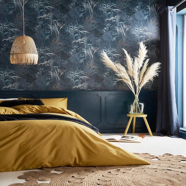 Restore Midnight Dark Blue Trees Paste the Wall Wallpaper