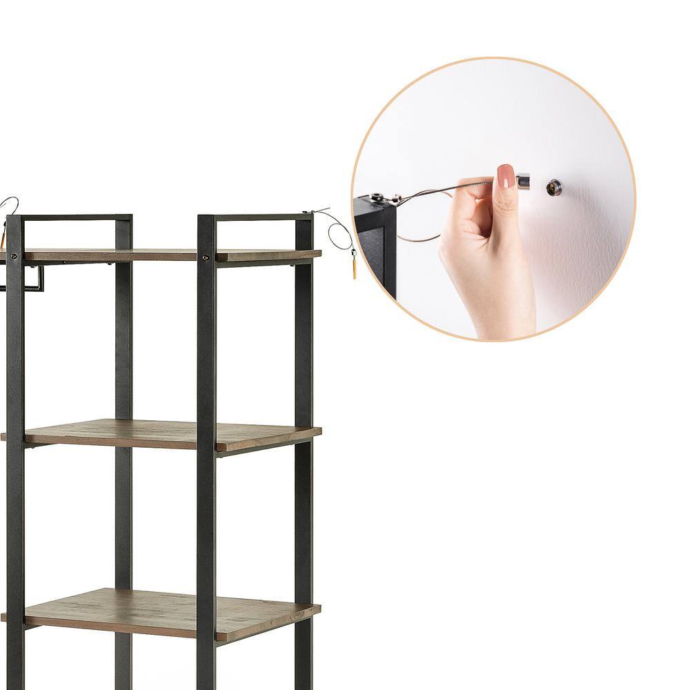 Brock 64" Brown Acacia Wood and Steel Etagere Bookcase