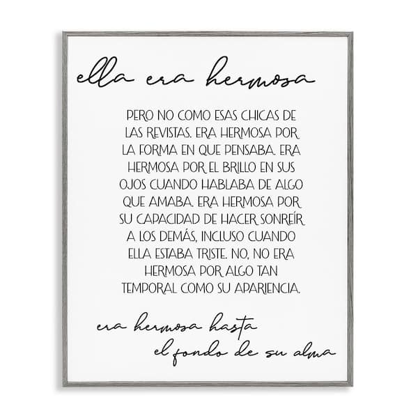 Stupell Industries She is Beautiful by Lil' Rue Gray Framed Typography Giclee Art Print 30 in. x 24 in.