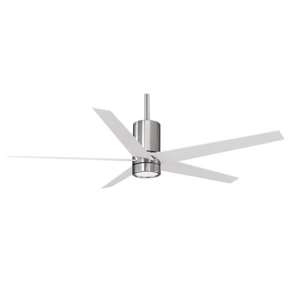 MINKA-AIRE Symbio 56 in. Integrated LED Indoor Brushed Nickel with White Ceiling Fan with Light and Remote Control