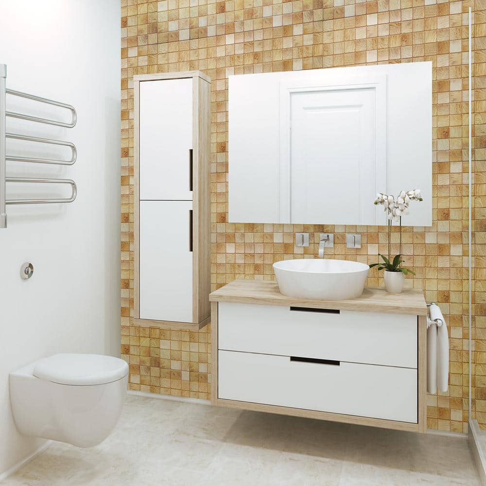 Falkirk 38" x 19" Off White Faux Timber PVC 3D Wall Panel
