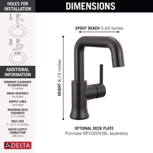 Delta Trinsic Single Handle Single Hole Bathroom Faucet with Drain