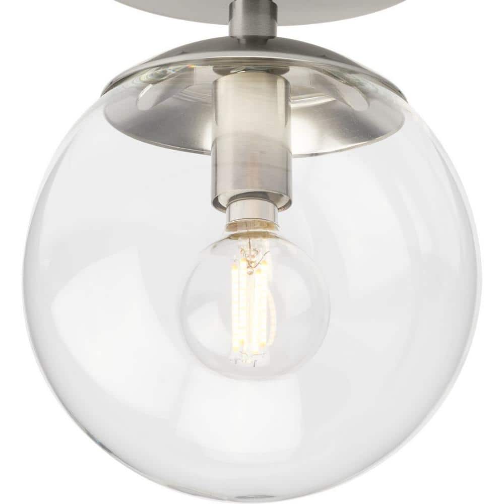 Atwell Brushed Nickel Globe Flush Mount Ceiling Light with Clear Glass