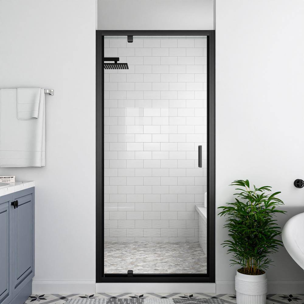 34 in. W x 72 in. H Pivot Framed Swing Shower Door in Single Panel in Black Finish with 1/4 in. Clear Tempered Glass price history on PriceWatchPro