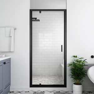 34 in. W x 72 in. H Pivot Framed Swing Shower Door in Single Panel in Black Finish with 1/4 in. Clear Tempered Glass