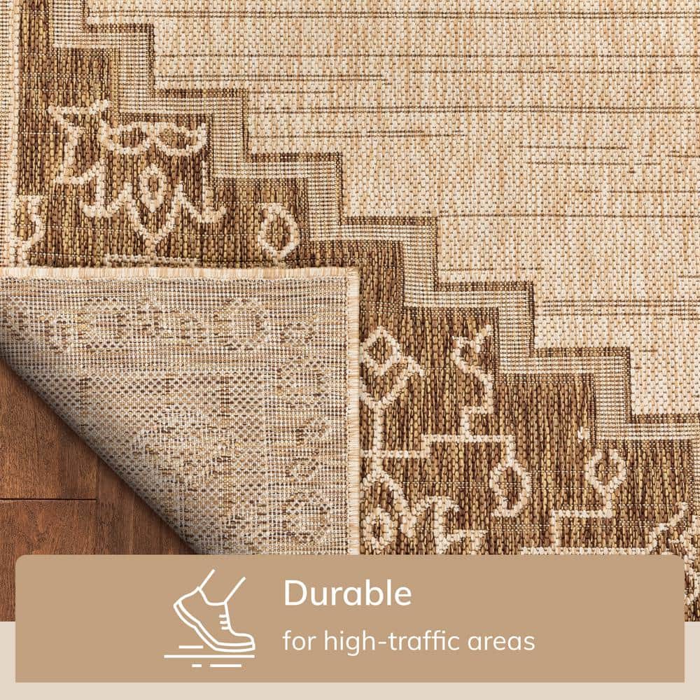 Medallion Elegance Brown Synthetic 5'3" x 7'3" Indoor/Outdoor Area Rug