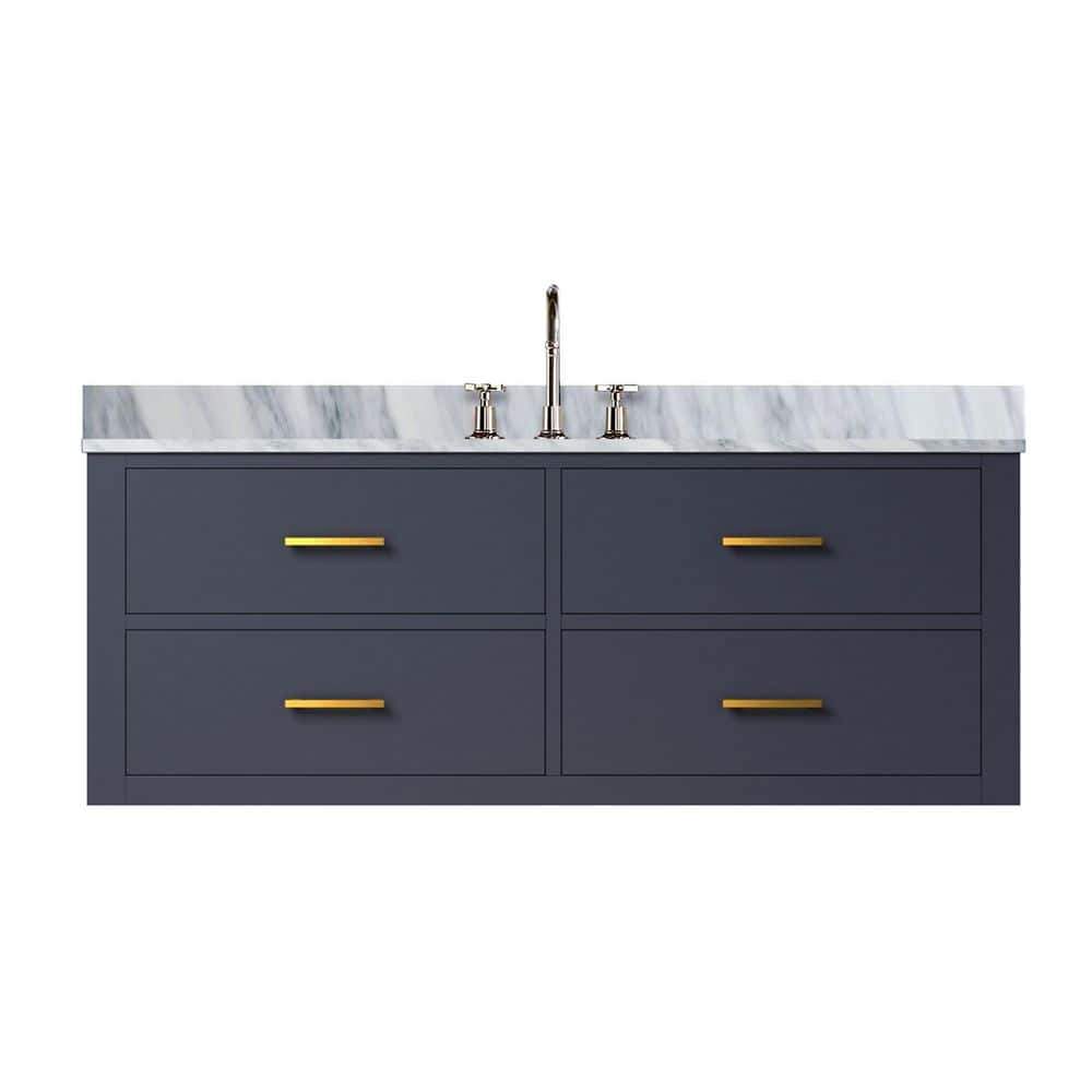 Sherman 48 in W x 22 in D Blue Double Bath Vanity with Carrara Marble Top, and Faucet Set price history on PriceWatchPro