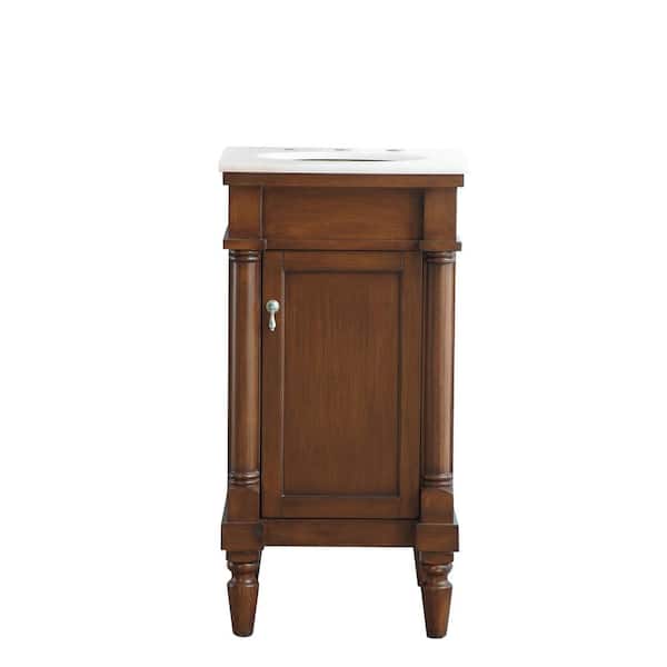 Unbranded Timeless Home 19 in. W x 18 in. D x 35 in. H Single Bathroom Vanity in Walnut with White Marble Top and White Basin