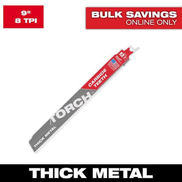Milwaukee 9 in. 8 TPI Torch Carbide Teeth Metal Cutting SAWZALL Reciprocating Saw Blade (1-Pack)