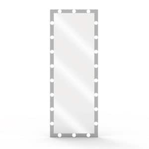 63 in. W x 24 in. H Rectangular Framed LED Dimmable Wall Bathroom Vanity Mirror in Silver