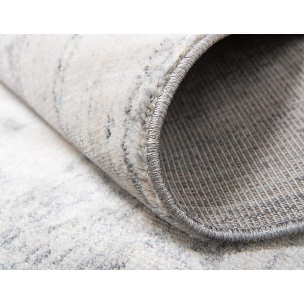 Braided Gray Synthetic 4' x 6' Easy Care Rectangular Rug