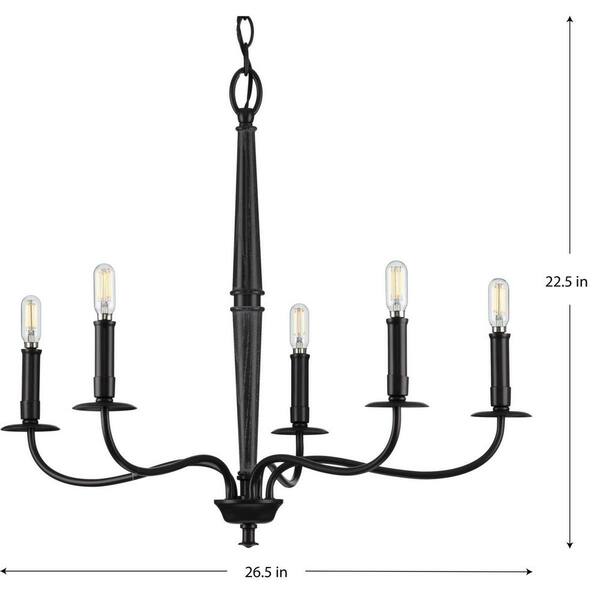 Progress Lighting Durrell 5-Light Matte Black Coastal Chandelier