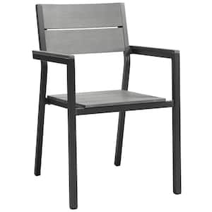 Maine Brown Aluminum Outdoor Patio Dining Chair in Gray