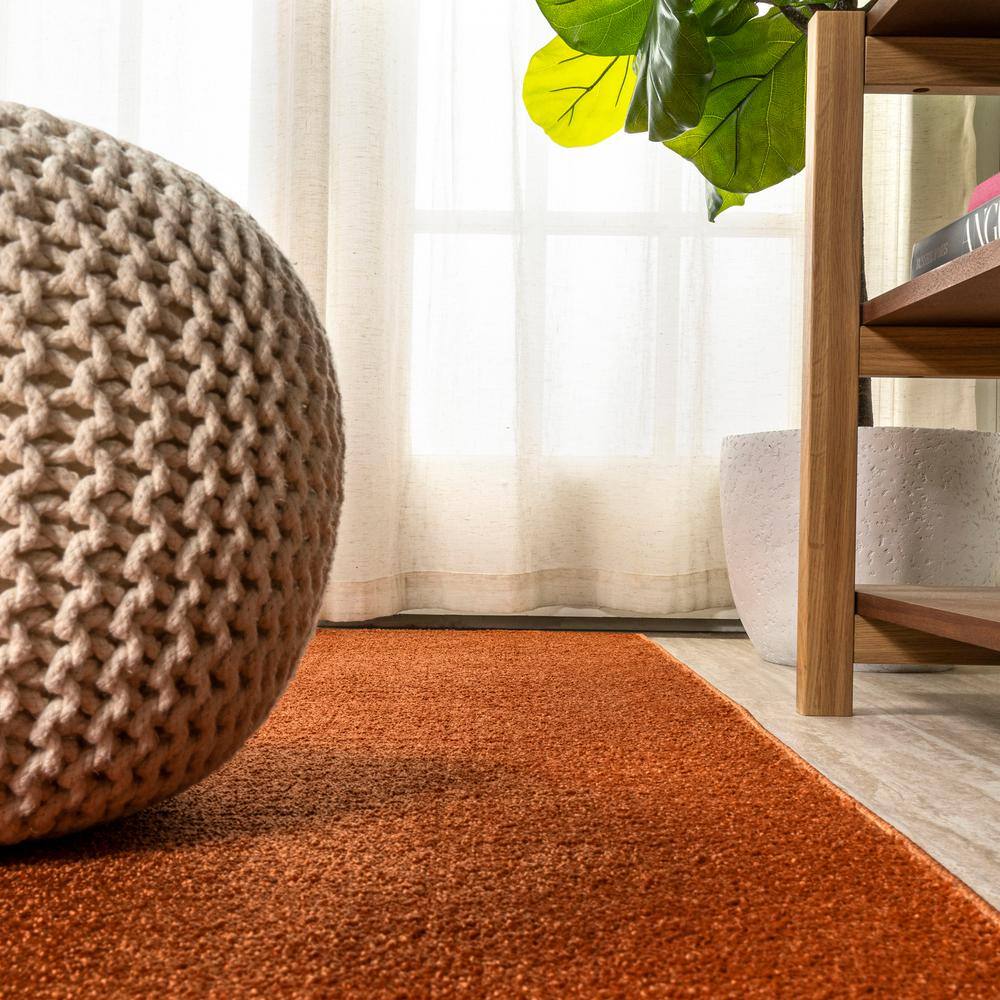 Haze Orange 2x8 Solid Low-Pile Synthetic Runner Rug