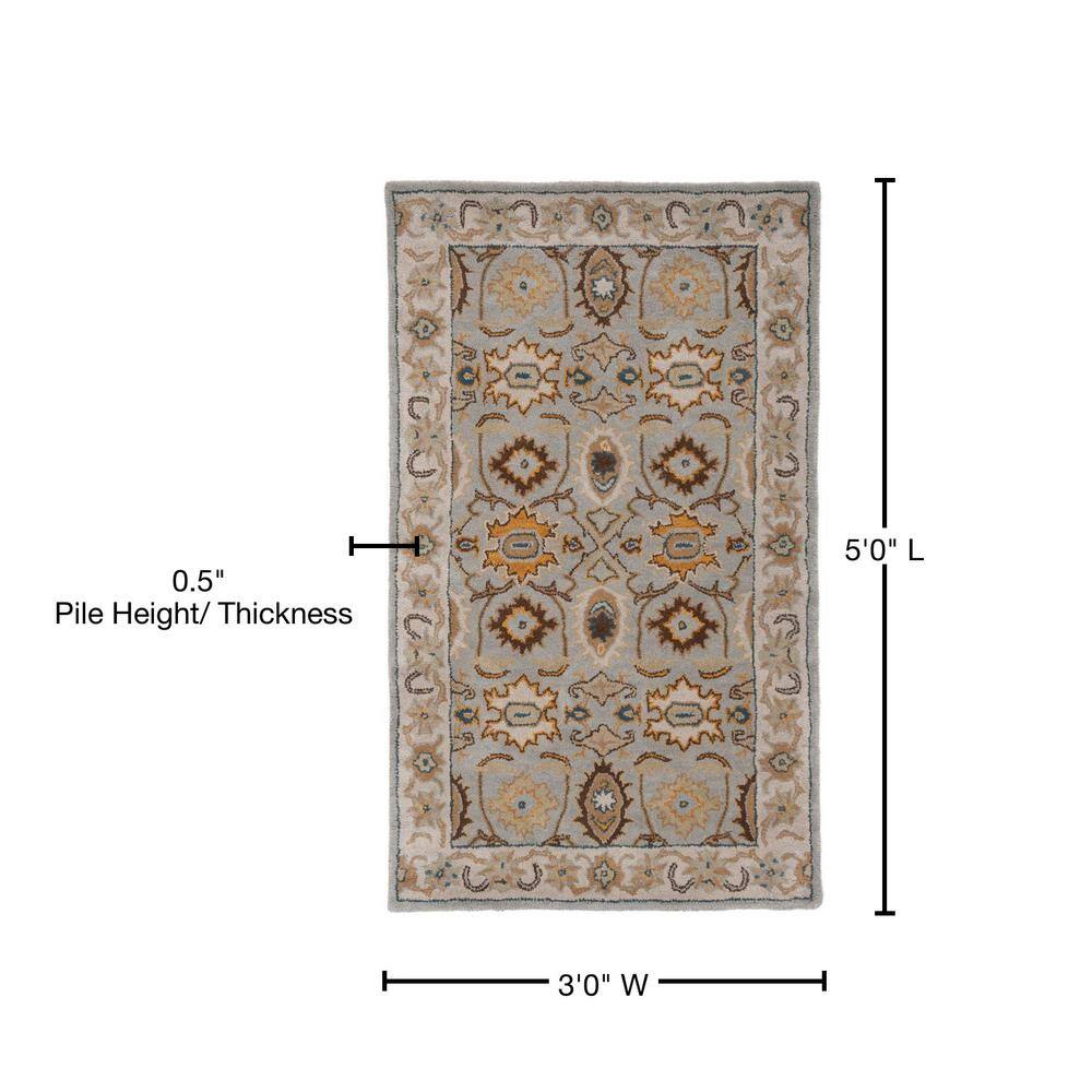 Elegant Hand-Tufted Wool Area Rug in Light Grey - 3' x 5'