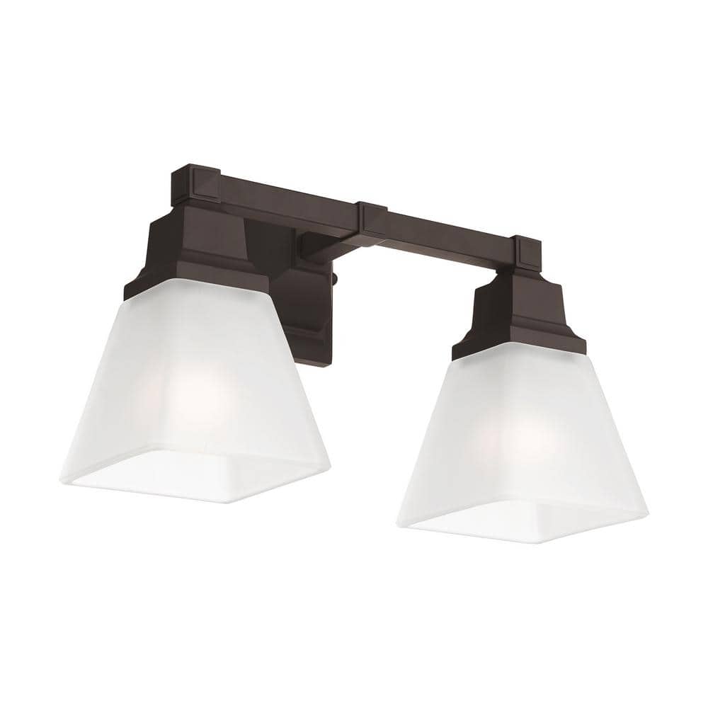 Polished Chrome 2-Light Vanity with Frosted Glass Shades