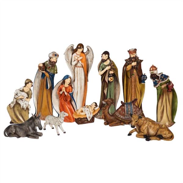 Evergreen Hand-Painted Nativity Scene 19 in. Garden Statue, Set of 12
