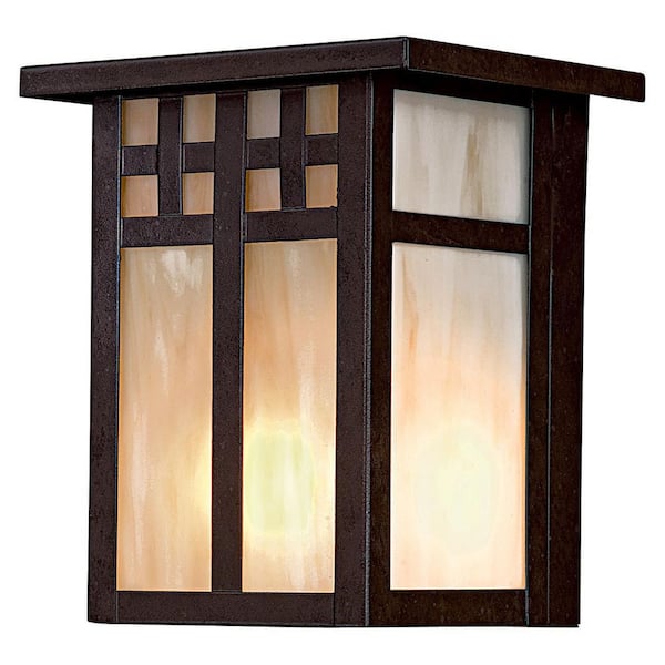 Minka Lavery Scottsdale II Textured French Bronze Outdoor Hardwired Pocket Lantern Sconce with No Bulbs Included